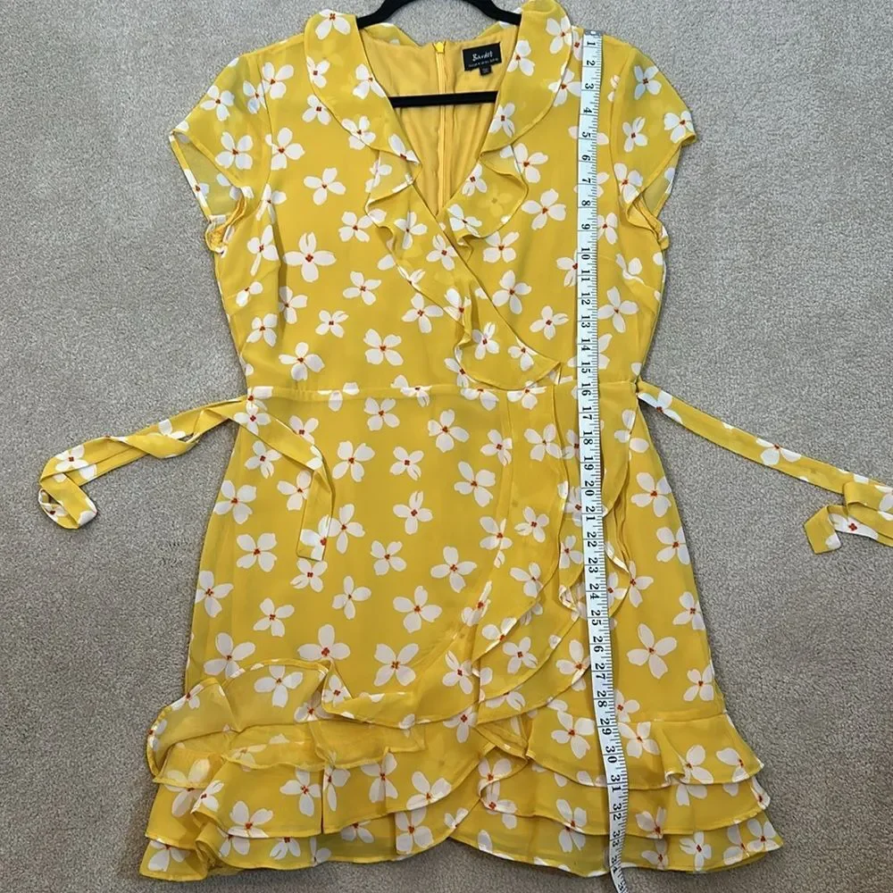 Bardot Abstract Daisy Mini Yellow Floral Ruffle Spring Tiered Dress Women 10